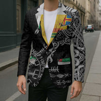 Aland Viking Ravens Blazer Vegvisir Runes Pattern - Wonder Print Shop