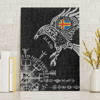 Aland Viking Ravens Canvas Wall Art Vegvisir Runes Pattern - Wonder Print Shop