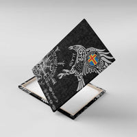 Aland Viking Ravens Canvas Wall Art Vegvisir Runes Pattern - Wonder Print Shop