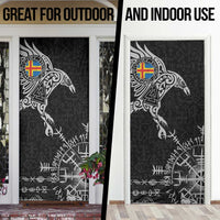 Aland Viking Ravens Door Cover Vegvisir Runes Pattern - Wonder Print Shop