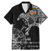Aland Viking Ravens Family Matching Mermaid Dress and Hawaiian Shirt Vegvisir Runes Pattern - Wonder Print Shop