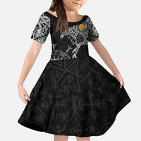 Aland Viking Ravens Family Matching Off Shoulder Maxi Dress and Hawaiian Shirt Vegvisir Runes Pattern - Wonder Print Shop