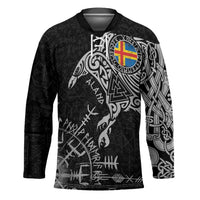 Aland Viking Ravens Hockey Jersey Vegvisir Runes Pattern - Wonder Print Shop