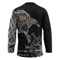 Aland Viking Ravens Hockey Jersey Vegvisir Runes Pattern - Wonder Print Shop