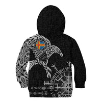 Aland Viking Ravens Kid Hoodie Vegvisir Runes Pattern - Wonder Print Shop