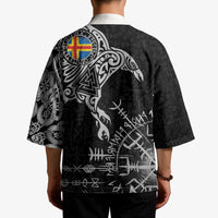 Aland Viking Ravens Kimono Vegvisir Runes Pattern - Wonder Print Shop