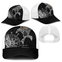 Aland Viking Ravens Mesh Trucker Cap Vegvisir Runes Pattern - Wonder Print Shop