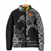 Aland Viking Ravens Padded Jacket Vegvisir Runes Pattern - Wonder Print Shop
