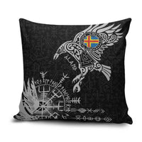 Aland Viking Ravens Pillow Cover Vegvisir Runes Pattern - Wonder Print Shop