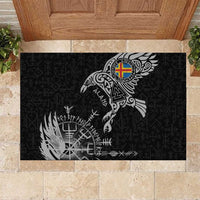 Aland Viking Ravens Rubber Doormat Vegvisir Runes Pattern - Wonder Print Shop
