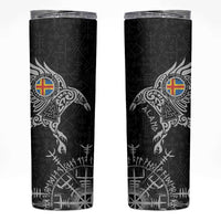 Aland Viking Ravens Skinny Tumbler Vegvisir Runes Pattern - Wonder Print Shop
