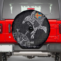 Aland Viking Ravens Spare Tire Cover Vegvisir Runes Pattern - Wonder Print Shop