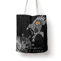 Aland Viking Ravens Tote Bag Vegvisir Runes Pattern - Wonder Print Shop