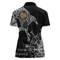 Aland Viking Ravens Women Polo Shirt Vegvisir Runes Pattern - Wonder Print Shop