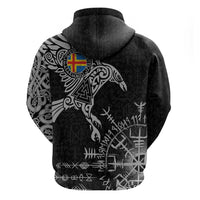 Aland Viking Ravens Zip Hoodie Vegvisir Runes Pattern - Wonder Print Shop
