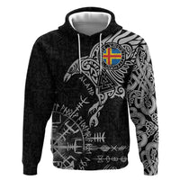 Aland Viking Ravens Zip Hoodie Vegvisir Runes Pattern - Wonder Print Shop