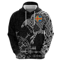 Aland Viking Ravens Zip Hoodie Vegvisir Runes Pattern - Wonder Print Shop