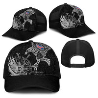 Iceland Viking Ravens Baseball Net Cap Vegvisir Runes Pattern - Wonder Print Shop
