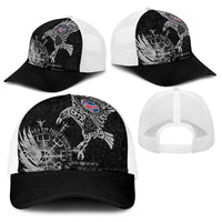 Iceland Viking Ravens Baseball Net Cap Vegvisir Runes Pattern - Wonder Print Shop