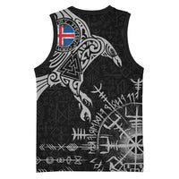 Iceland Viking Ravens Basketball Jersey Vegvisir Runes Pattern - Wonder Print Shop
