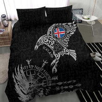 Iceland Viking Ravens Bedding Set Vegvisir Runes Pattern - Wonder Print Shop