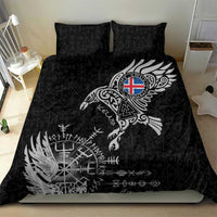 Iceland Viking Ravens Bedding Set Vegvisir Runes Pattern - Wonder Print Shop