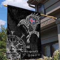 Iceland Viking Ravens Garden Flag Vegvisir Runes Pattern - Wonder Print Shop