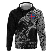 Iceland Viking Ravens Hoodie Vegvisir Runes Pattern - Wonder Print Shop