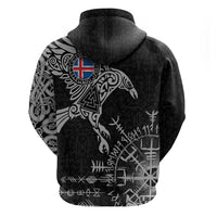 Iceland Viking Ravens Hoodie Vegvisir Runes Pattern - Wonder Print Shop