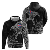 Iceland Viking Ravens Hoodie Vegvisir Runes Pattern - Wonder Print Shop
