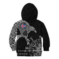 Iceland Viking Ravens Kid Hoodie Vegvisir Runes Pattern - Wonder Print Shop