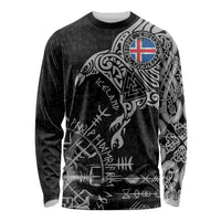 Iceland Viking Ravens Long Sleeve Shirt Vegvisir Runes Pattern - Wonder Print Shop