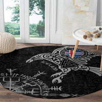 Iceland Viking Ravens Round Carpet Vegvisir Runes Pattern - Wonder Print Shop