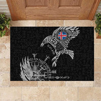 Iceland Viking Ravens Rubber Doormat Vegvisir Runes Pattern - Wonder Print Shop