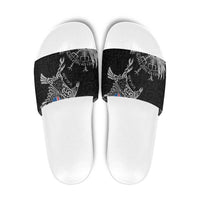 Iceland Viking Ravens Slide Sandals Vegvisir Runes Pattern - Wonder Print Shop