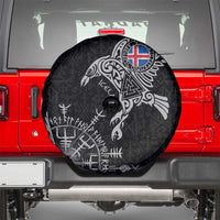 Iceland Viking Ravens Spare Tire Cover Vegvisir Runes Pattern - Wonder Print Shop