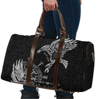 Iceland Viking Ravens Travel Bag Vegvisir Runes Pattern - Wonder Print Shop
