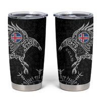 Iceland Viking Ravens Tumbler Cup Vegvisir Runes Pattern - Wonder Print Shop