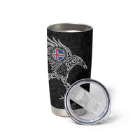 Iceland Viking Ravens Tumbler Cup Vegvisir Runes Pattern - Wonder Print Shop