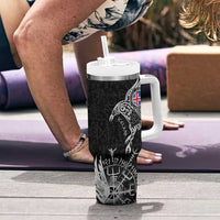 Iceland Viking Ravens Tumbler With Handle Vegvisir Runes Pattern - Wonder Print Shop