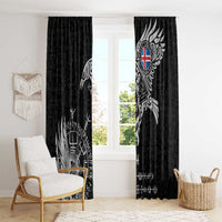 Iceland Viking Ravens Window Curtain Vegvisir Runes Pattern - Wonder Print Shop