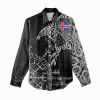 Iceland Viking Ravens Women Casual Shirt Vegvisir Runes Pattern - Wonder Print Shop