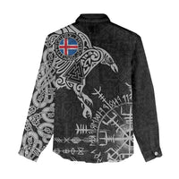 Iceland Viking Ravens Women Casual Shirt Vegvisir Runes Pattern - Wonder Print Shop