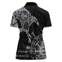 Iceland Viking Ravens Women Polo Shirt Vegvisir Runes Pattern - Wonder Print Shop