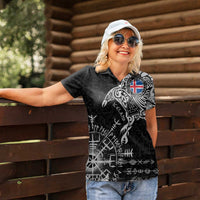 Iceland Viking Ravens Women Polo Shirt Vegvisir Runes Pattern - Wonder Print Shop
