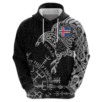 Iceland Viking Ravens Zip Hoodie Vegvisir Runes Pattern - Wonder Print Shop