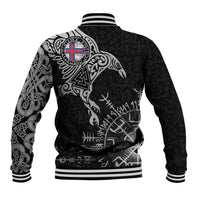 Faroe Islands Viking Ravens Baseball Jacket Vegvisir Runes Pattern - Wonder Print Shop