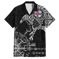 Faroe Islands Viking Ravens Family Matching Off The Shoulder Long Sleeve Dress and Hawaiian Shirt Vegvisir Runes Pattern - Wonder Print Shop