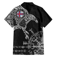 Faroe Islands Viking Ravens Family Matching Off The Shoulder Long Sleeve Dress and Hawaiian Shirt Vegvisir Runes Pattern - Wonder Print Shop