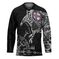Faroe Islands Viking Ravens Hockey Jersey Vegvisir Runes Pattern - Wonder Print Shop